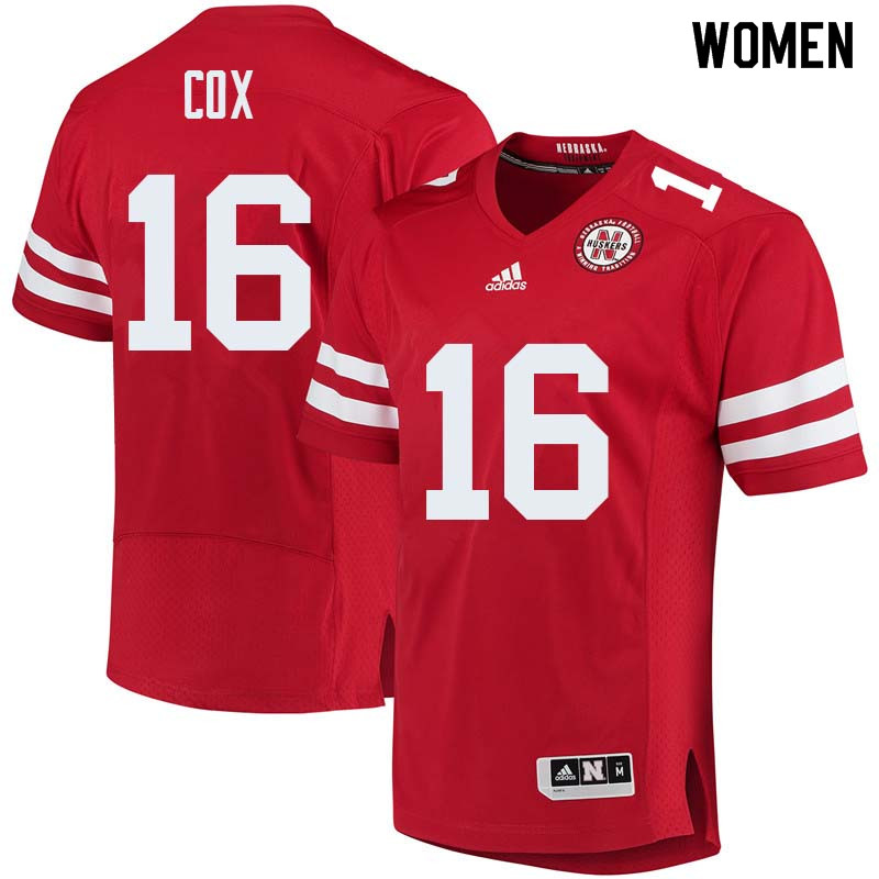 Women #16 Ethan Cox Nebraska Cornhuskers College Football Jerseys Sale-Red - Click Image to Close